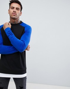 Облегающий свитшот с рукавами реглан и вставкой по низу ASOS DESIGN - Черный