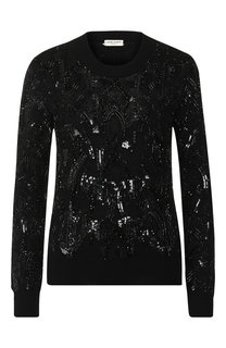 Шерстяной пуловер с декоративной отделкой Saint Laurent