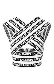 Топ с логотипом бренда на молнии Balmain
