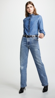 FRAME Ruffle Denim Shirt