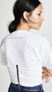 Natasha Zinko Ruched Back Zip Crop Top