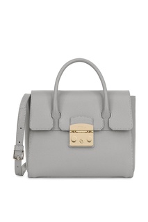 Серая кожаная сумка Furla