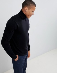 Черный джемпер-водолазка из 100% мериносовой шерсти United Colors of Benetton - Черный