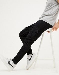 Облегающие черные джинсы с карманами карго boohooMAN - Черный