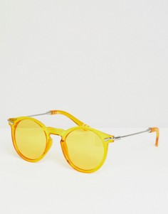 Желтые круглые солнцезащитные очки ASOS DESIGN - Желтый