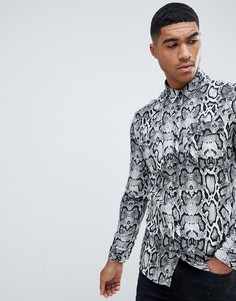 Серая рубашка классического кроя со змеиным принтом River Island - Серый
