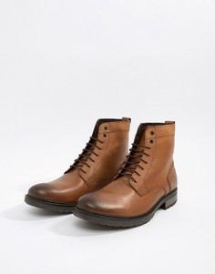 Светло-коричневые кожаные ботинки на шнуровке с толстой подошвой ASOS - Рыжий
