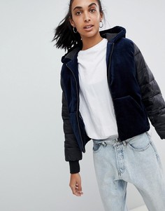 Стеганая куртка с бархатной вставкой Calvin Klein Jeans Ono - Темно-синий