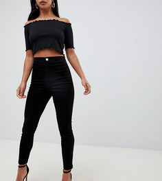 Черные вельветовые джеггинсы с завышенной талией ASOS DESIGN Petite Rivington - Черный
