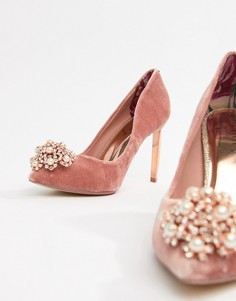 Розовые бархатные туфли на каблуке Ted Baker - Розовый