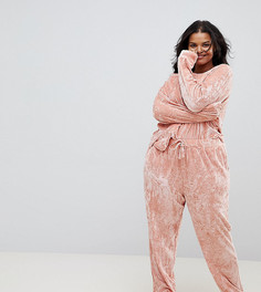 Бархатные джоггеры для дома ASOS DESIGN Curve - Розовый