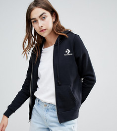 Худи черного цвета на молнии с логотипом Converse - Черный