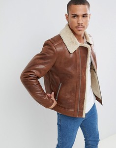Куртка из искусственной кожи с подкладкой из искусственного меха Jack & Jones Originals - Коричневый