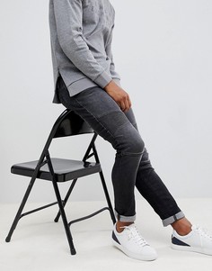 Черные выбеленные джинсы слим с отделкой в байкерском стиле Armani Exchange J27 - Черный