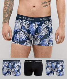 Набор из 3 боксеров-брифов с принтом листьев Jack & Jones - Мульти