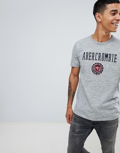 Серая меланжевая футболка с логотипом-аппликацией Abercrombie & Fitch - Серый