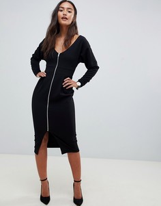 Фактурное платье-футляр с акцентной молнией ASOS DESIGN - Черный