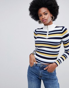 Лонгслив в полоску с воротом на молнии Miss Selfridge - Мульти