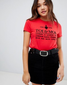 Красная футболка с принтом Тoi et Мoi New Look - Красный
