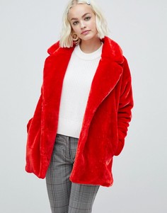 Красная куртка из искусственного меха Monki - Синий