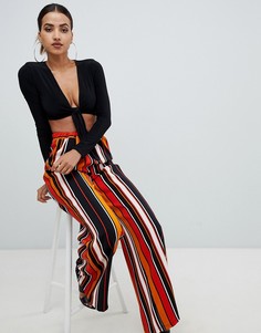 Широкие брюки в полоску с завышенной талией PrettyLittleThing - Мульти