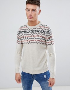 Светло-бежевый жаккардовый джемпер Pull&Bear - Белый