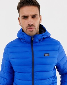 Синяя стеганая куртка с капюшоном Pull&Bear - Синий