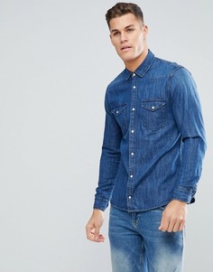 Синяя джинсовая рубашка Stradivarius - Синий