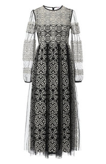 Платье-миди с круглым вырезом и принтом REDVALENTINO