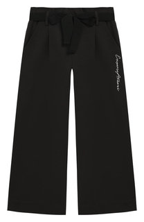 Хлопковые брюки свободного кроя с поясом Emporio Armani