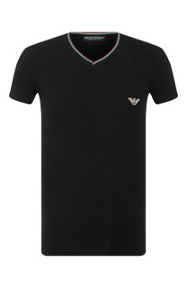 Хлопковая футболка с V-образным вырезом Emporio Armani
