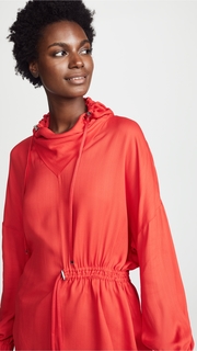 Tibi Ruching Detail Hoodie Top