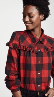 FRAME Ruffle Button Up Shirt