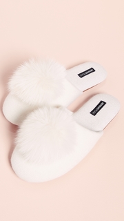 Minnie Rose Cashmere Pom Pom Slippers