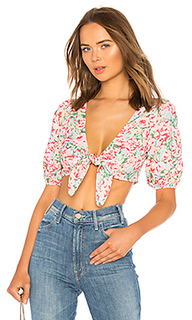 Укороченный топ с короткими рукавами tie front top - LPA