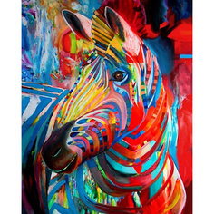 Алмазная картина-раскраска Color KIT "Радужная зебра", 40х50 см