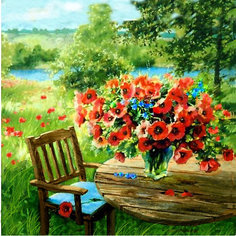 Алмазная картина-раскраска Color KIT "Маки у реки", 40х40 см