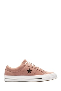 Розовые кеды из кожи Converse