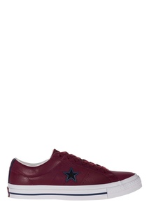 Бордовые кожаные кеды Converse