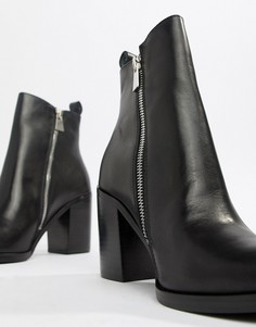 Кожаные ботильоны на каблуке с молнией сбоку Steve Madden Tasha - Черный