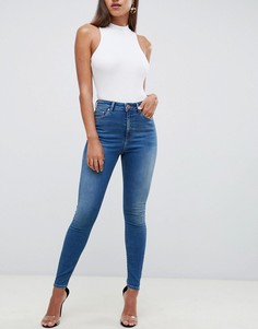 Синие выбеленные джинсы скинни с завышенной талией ASOS DESIGN Ridley - Синий