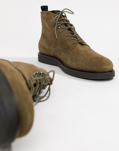 Замшевые ботинки цвета хаки на шнуровке H By Hudson - Зеленый