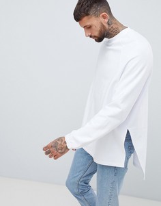 Длинный свободный свитшот с разрезами и асимметричным краем ASOS DESIGN - Белый