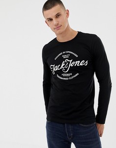 Лонгслив с принтом логотипа Jack and Jones - Черный