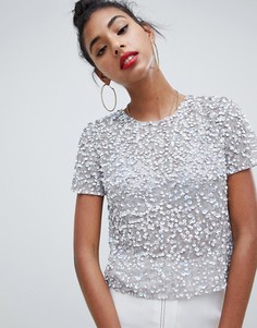 Футболка с пайетками ASOS DESIGN - Белый