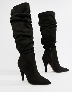 Сапоги до колен с присборенной отделкой ASOS DESIGN Callie - Черный