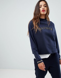 Свитшот с высоким воротником и логотипом Tommy Hilfiger - Темно-синий