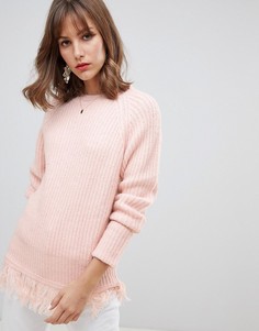 Вязаный джемпер с кисточками по краю Vero Moda - Розовый