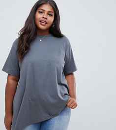 Выбеленная асимметричная oversize-футболка ASOS DESIGN Curve - Серый