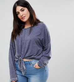 Выбеленный топ с завязкой и рукавами летучая мышь ASOS DESIGN Curve - Серый